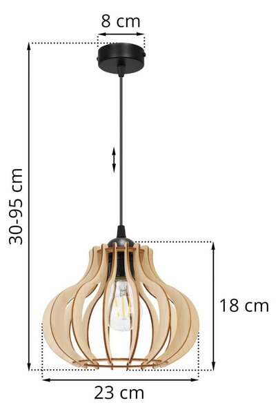 Závěsné svítidlo Timber 3, 1x dřevěné stínítko, m