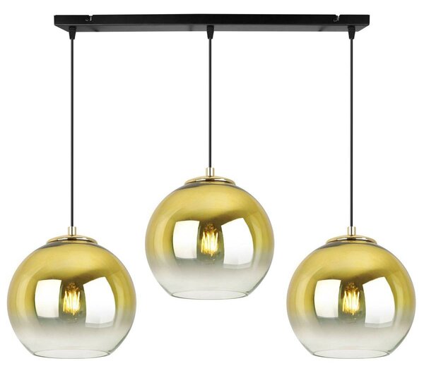 Závěsné svítidlo Bergen Gold, 3x zlaté/transparentní skleněné stínítko (fi 20cm)