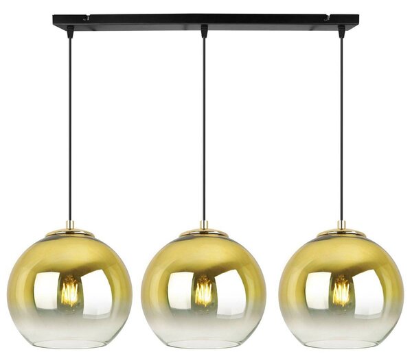 Závěsné svítidlo Bergen Gold, 3x zlaté/transparentní skleněné stínítko (fi 20cm)