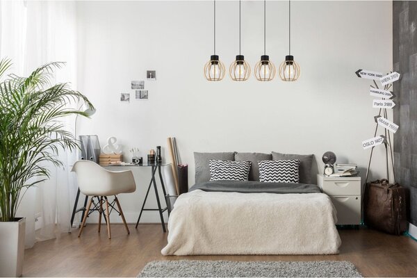 Závěsné svítidlo Timber 8, 4x dřevěné stínítko