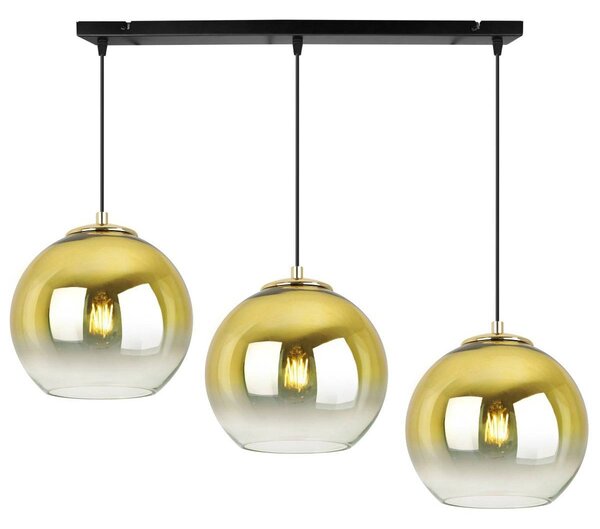 Závěsné svítidlo Bergen Gold, 3x zlaté/transparentní skleněné stínítko (fi 20cm)