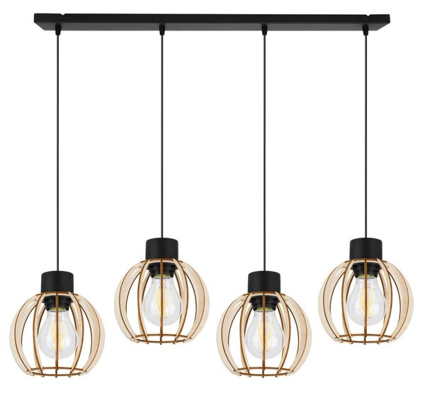 Závěsné svítidlo Timber 8, 4x dřevěné stínítko