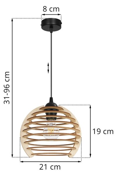 Závěsné svítidlo Timber, 1x dřevěné stínítko, n
