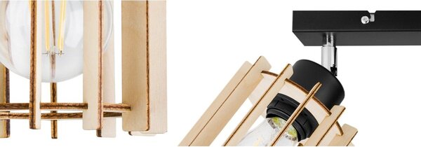 Bodové svítidlo Timber 7, 3x dřevěné stínidlo