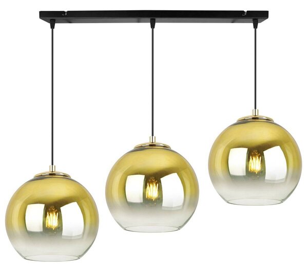 Závěsné svítidlo Bergen Gold, 3x zlaté/transparentní skleněné stínítko (fi 20cm)