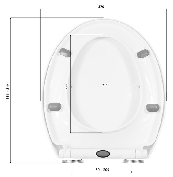 Erga Trigo, toaletní WC sedátko 445(485)x370mm z polypropylenu s pomalým zavíráním, bílá, ERG-GAM-D3