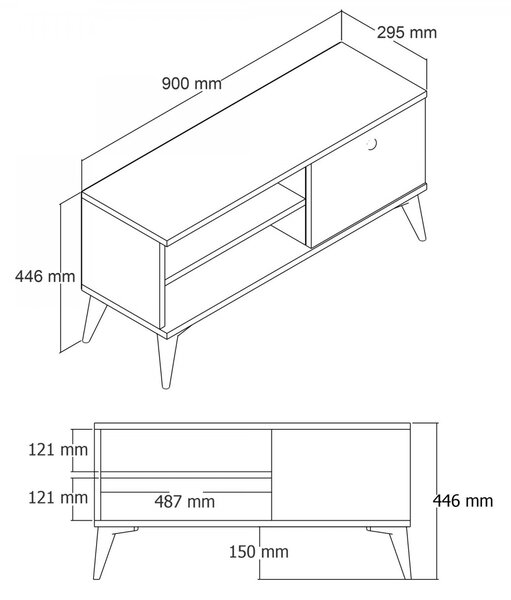 Hanah Home TV stolek Retro 90 cm dub