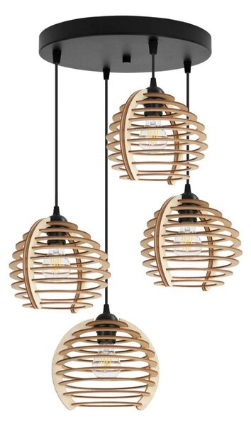 Závěsné svítidlo Timber, 4x dřevěné stínítko, o, n