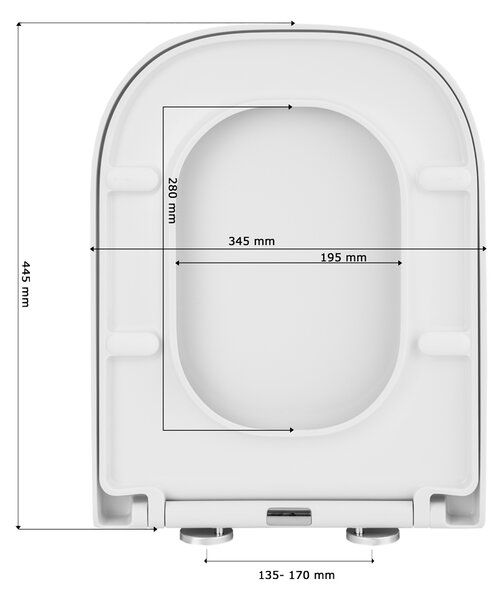 Gamma Lumino, toaletní WC sedátko 445x345mm z polypropylenu s pomalým zavíráním, bílá, GAM-LUMINO