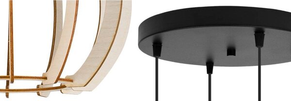 Závěsné svítidlo Timber 9, 4x dřevěné stínítko