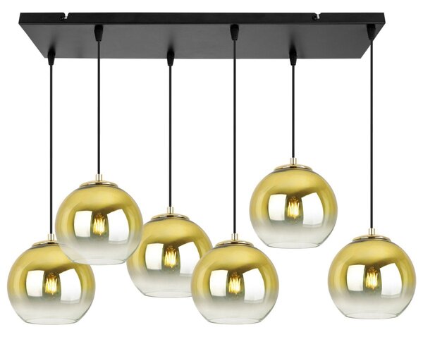 Závěsné svítidlo Bergen Gold, 6x zlaté/transparentní skleněné stínítko (fi 15cm)