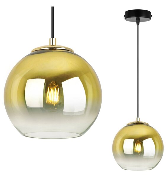 Závěsné svítidlo Bergen Gold, 1x zlaté/transparentní skleněné stínítko (fi 15cm)