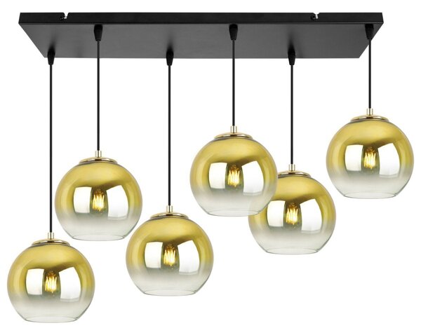 Závěsné svítidlo Bergen Gold, 6x zlaté/transparentní skleněné stínítko (fi 15cm)
