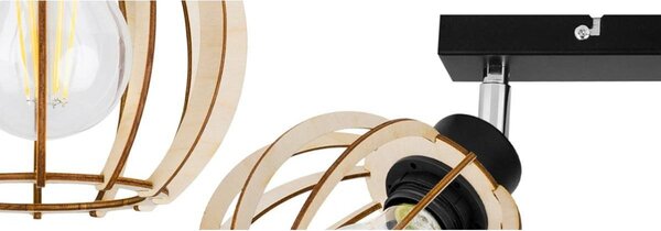 Bodové svítidlo Timber 8, 2x dřevěné stínidlo