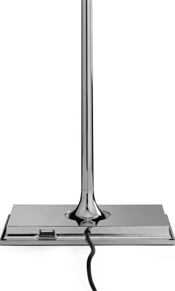 Flos F3440030 Goldman, moderní bankéřská lampa včetně USB portu, 8W LED, černý nikl/kouřová, výška 40cm, dotykový stmívač
