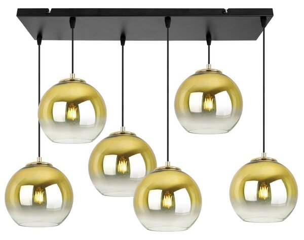 Závěsné svítidlo Bergen Gold, 6x zlaté/transparentní skleněné stínítko (fi 20cm)