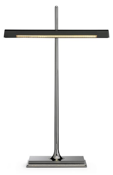 Flos F3440030 Goldman, moderní bankéřská lampa včetně USB portu, 8W LED, černý nikl/kouřová, výška 40cm, dotykový stmívač