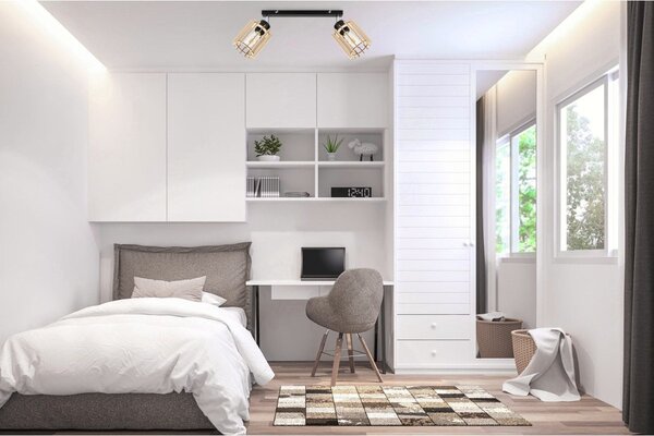 Bodové svítidlo Timber 7, 2x dřevěné stínítko