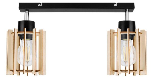 Bodové svítidlo Timber 7, 2x dřevěné stínítko