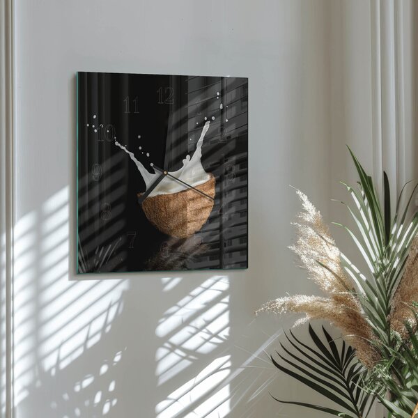 Skleněné hodiny na stěnu Kokos zskc-30x30-00178756