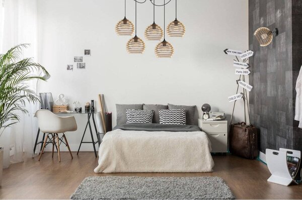 Bodové svítidlo Timber, 1x dřevěné stínítko, n