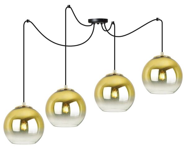 Závěsné svítidlo Bergen Gold Spider, 4x zlaté/transparentní skleněné stínítko (fi 15cm)