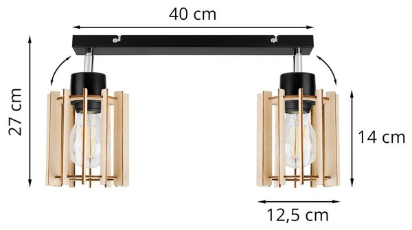 Bodové svítidlo Timber 7, 2x dřevěné stínítko
