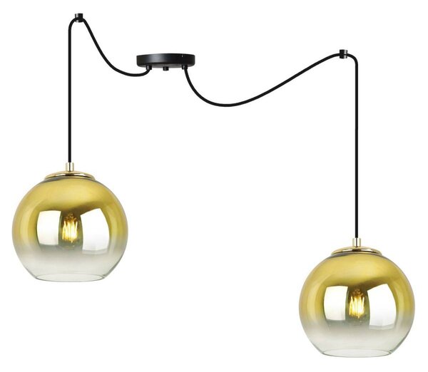Závěsné svítidlo Bergen Gold Spider, 2x zlaté/transparentní skleněné stínítko (fi 15cm)
