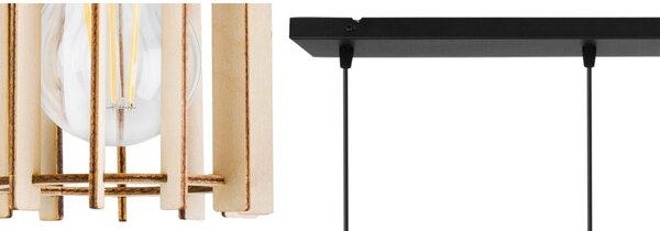 Závěsné svítidlo Timber 7, 4x dřevěné stínítko