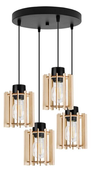 Závěsné svítidlo Timber 7, 4x dřevěné stínítko