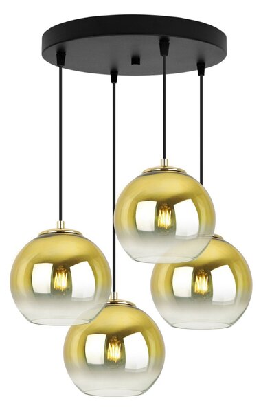 Závěsné svítidlo Bergen Gold, 4x zlaté/transparentní skleněné stínítko (fi 15cm), o