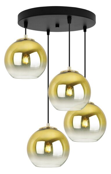 Závěsné svítidlo Bergen Gold, 4x zlaté/transparentní skleněné stínítko (fi 15cm), o