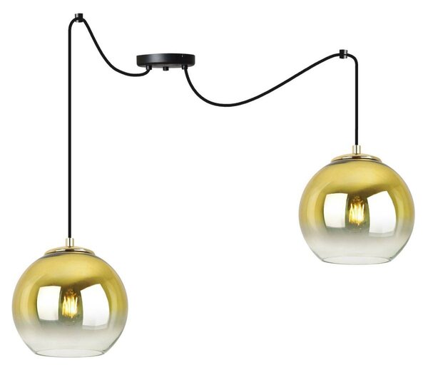 Závěsné svítidlo Bergen Gold Spider, 2x zlaté/transparentní skleněné stínítko (fi 15cm)