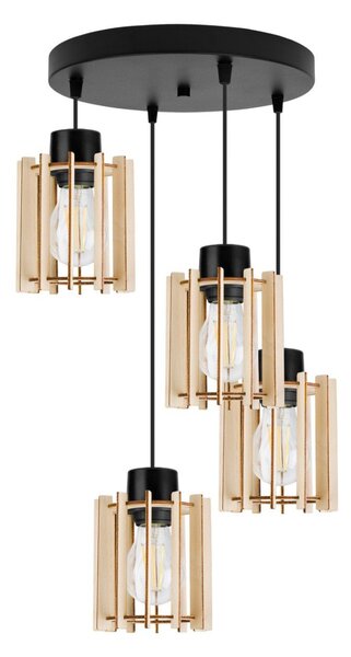 Závěsné svítidlo Timber 7, 4x dřevěné stínítko