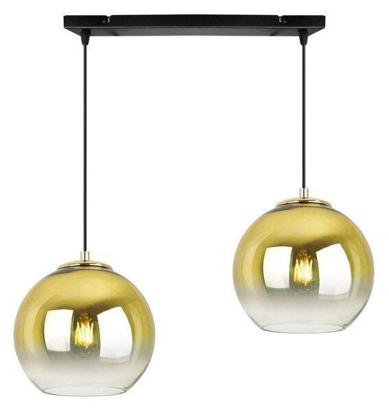 Závěsné svítidlo Bergen Gold, 2x zlaté/transparentní skleněné stínítko (fi 20cm)
