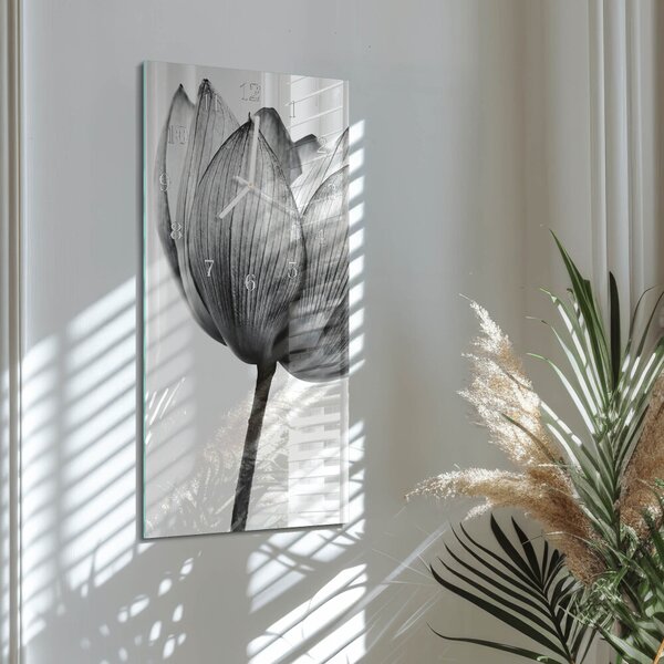 Skleněné hodiny vertikální Tulipán zsppb-30x60-00079096
