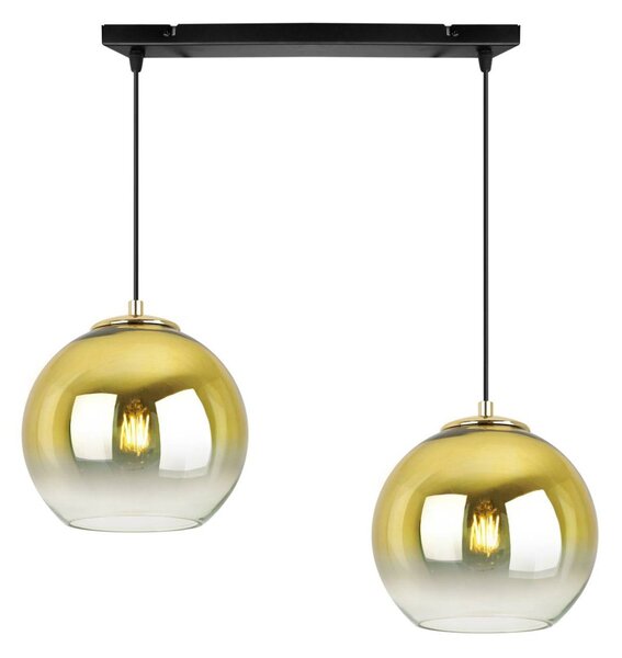 Závěsné svítidlo Bergen Gold, 2x zlaté/transparentní skleněné stínítko (fi 20cm)
