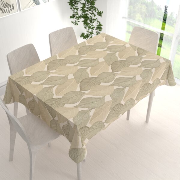 Biante Sametový obdélníkový ubrus Tamara TMR-046 Přírodní pnoucí listy na krémovém 50x100 cm