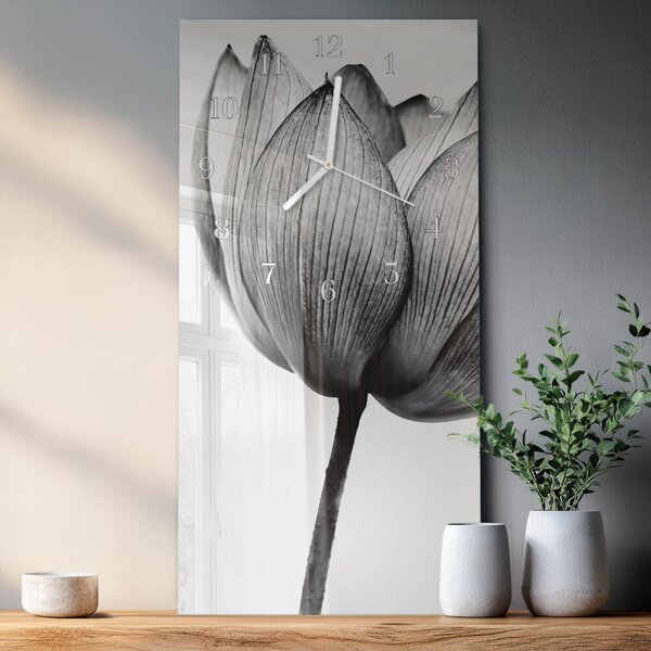 Skleněné hodiny vertikální Tulipán zsppb-30x60-00079096