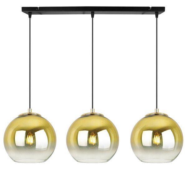 Závěsné svítidlo Bergen Gold, 3x zlaté/transparentní skleněné stínítko (fi 15cm)