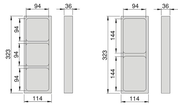 Sapho Sapho, LINDO boení organizér, sada 2ks, 114x36x323 mm, plast, antracit, LD002
