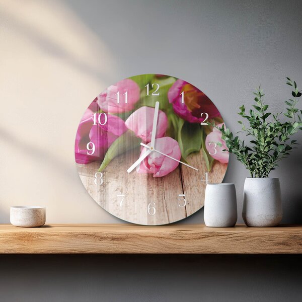 Skleněné hodiny na stěnu Tulipány zsob-fi30-00087127
