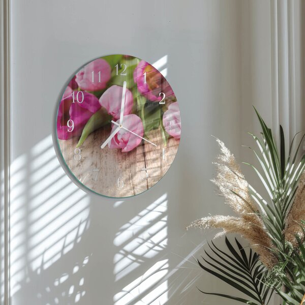 Skleněné hodiny na stěnu Tulipány zsob-fi30-00087127