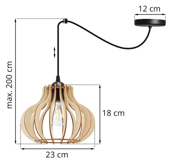 Závěsné svítidlo Timber Spider 3, 1x dřevěné stínítko