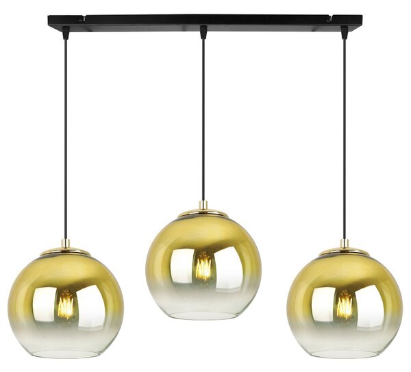 Závěsné svítidlo Bergen Gold, 3x zlaté/transparentní skleněné stínítko (fi 15cm)