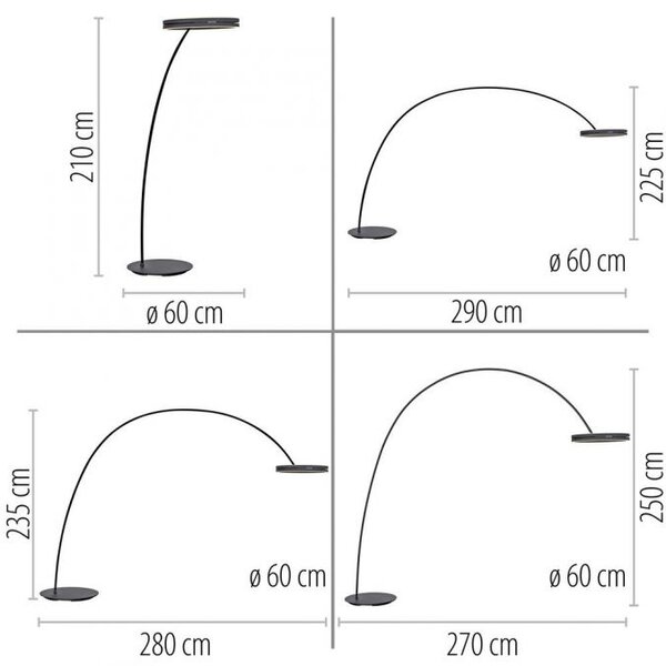 Paul Neuhaus Stojací lampa PURE Loop-Bow černá 2xLED 20W 2200-5000K