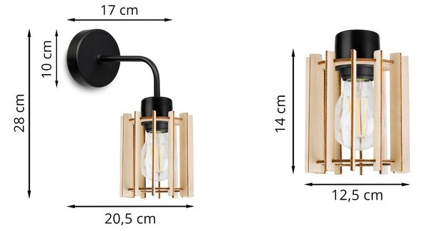 Nástěnné svítidlo Timber 7, 1x dřevěné stínítko, kf
