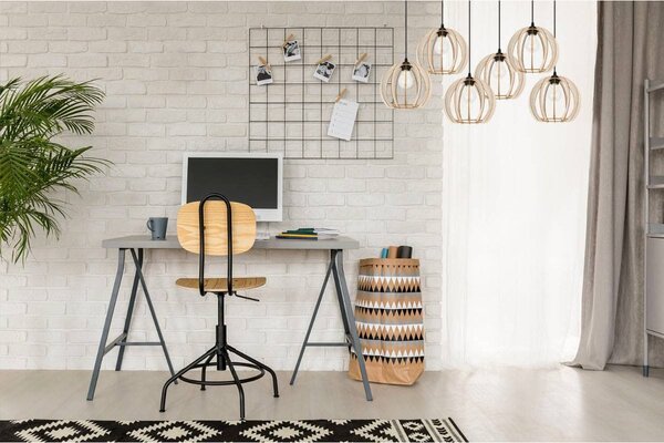 Závěsné svítidlo Timber 9, 6x dřevěné stínítko