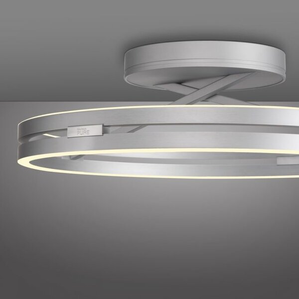 Paul Neuhaus Stropní LED svítidlo PURE Loop, pr.60cm, 7W+30W 2700-5000K, šedá