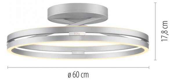 Paul Neuhaus Stropní LED svítidlo PURE Loop, pr.60cm, 7W+30W 2700-5000K, šedá